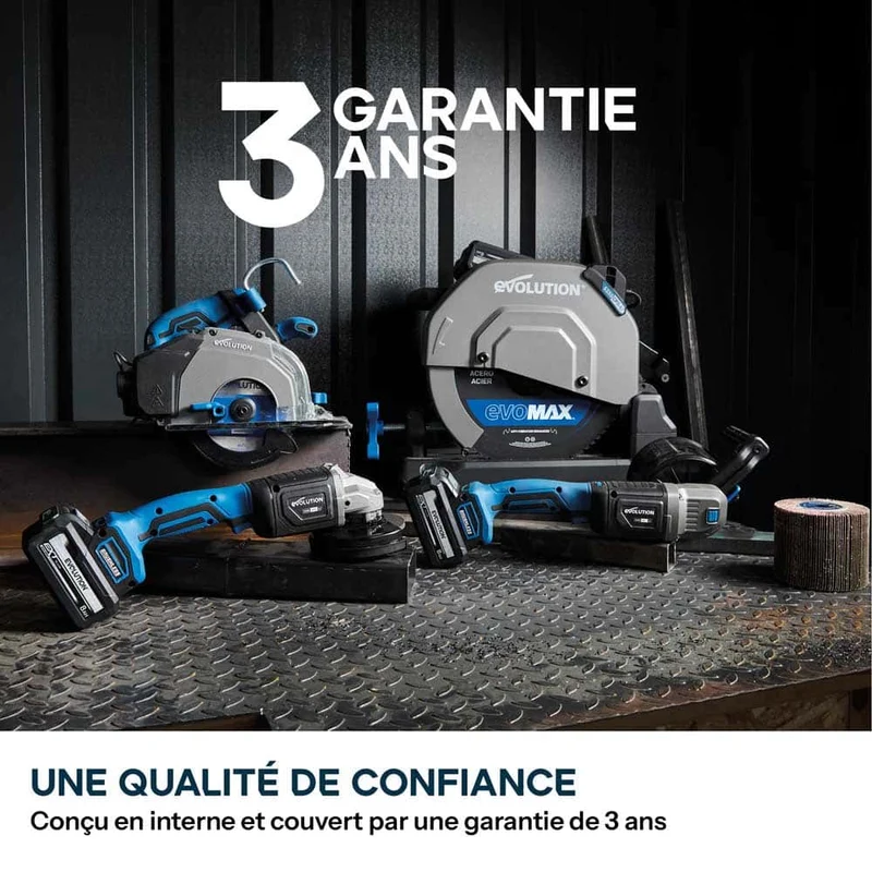 Scie à tronçonner sans fil de 355mm Evolution S355CPS-Li pour la coupe du métal, avec moteur brushless et lame EvoMax