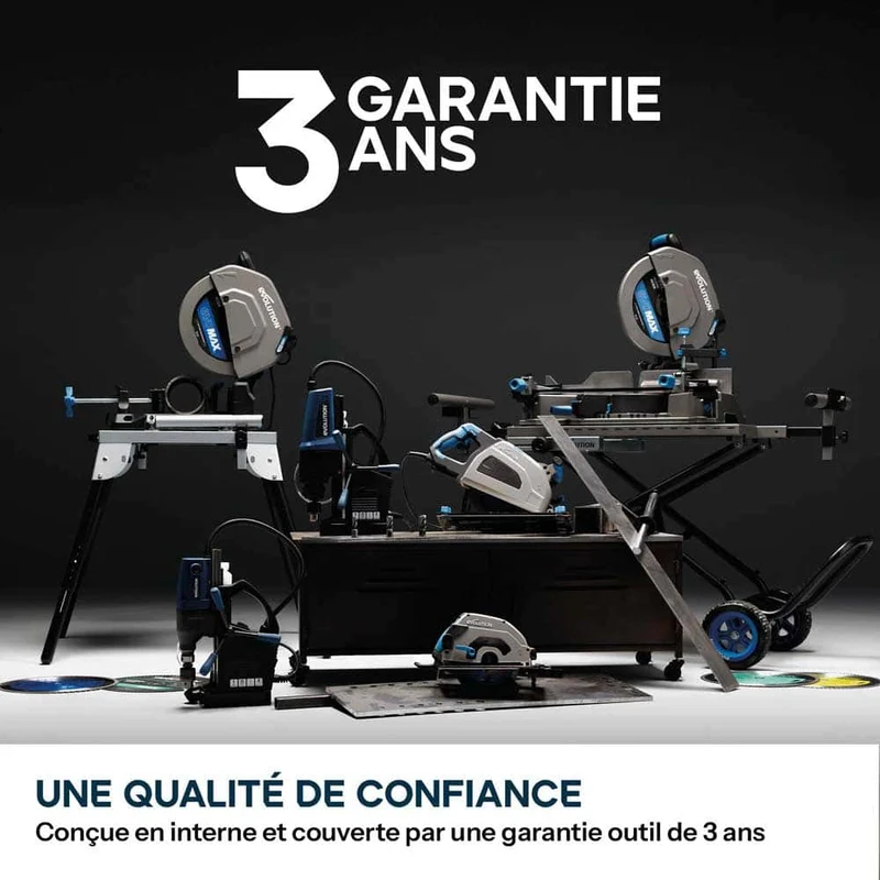 Pack Evolution : Scie à tronçonner de 355mm Evolution S355CPS Gen 2 pour métaux avec lame EvoMax + Support mobile pliable tout-terrain à vérin
