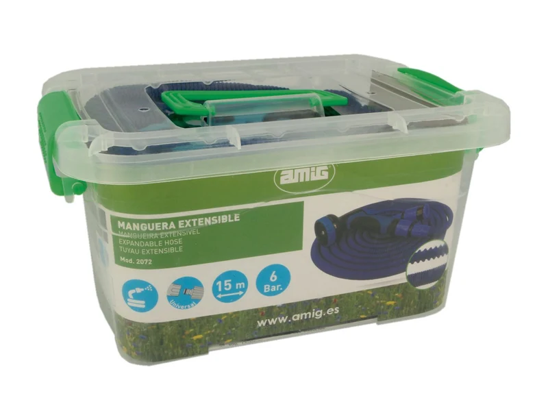 TUYAU D'ARROSAGE EXTENSIBLE BLEU 15ML AVEC JET 6 bar - 24058 AMIG