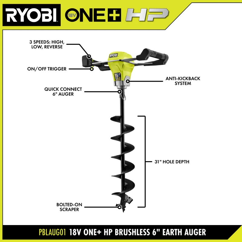 18V ONE+ HP Brushless 6" Earth Auger
