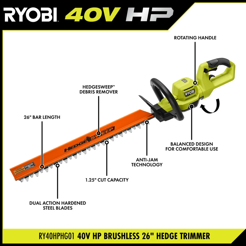 40V HP Brushless 26" Hedge Trimmer Kit