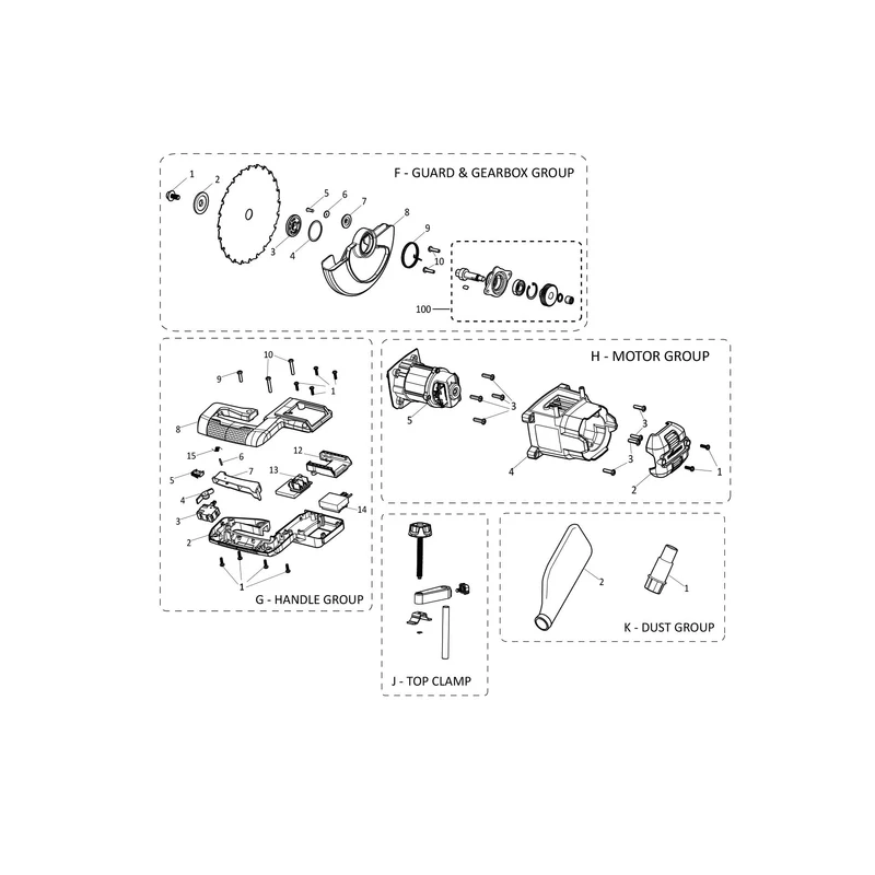 Evolution R185SMS-Li Scie à onglet radiale - Pièces détachées
