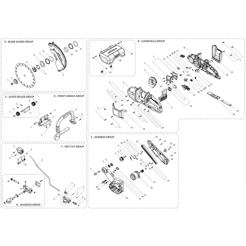 Evolution R260DCT-Li Découpeuse à disque / scie à béton - Pièces détachées