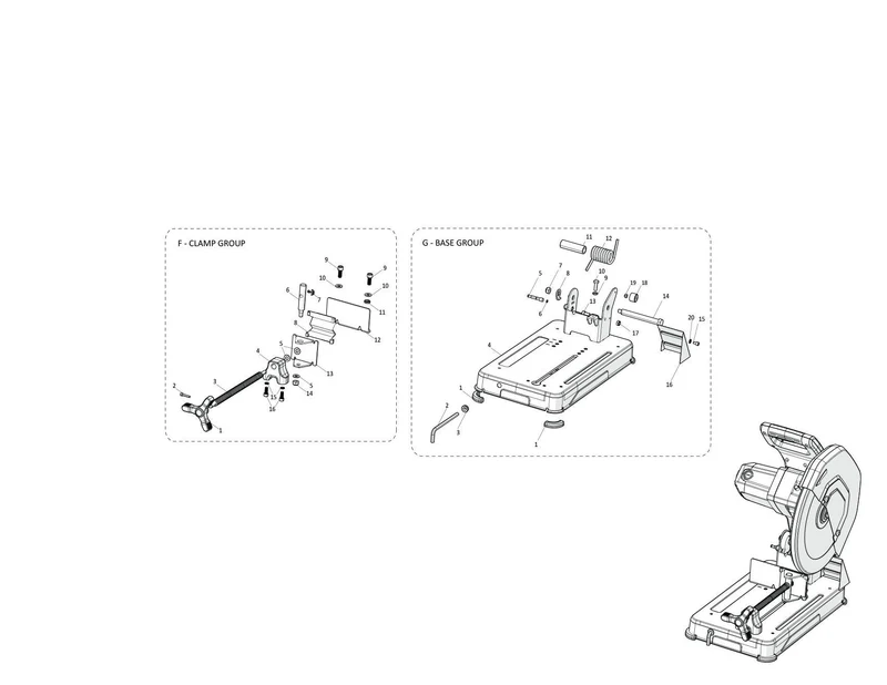 Evolution R355CPS Scie à tronçonner - Pièces détachées (Section de base)