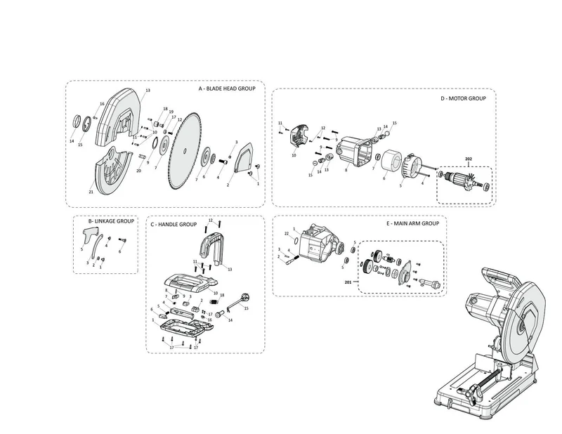 Evolution S355CPS Scie à tronçonner - Pièces détachées (Tête Section)