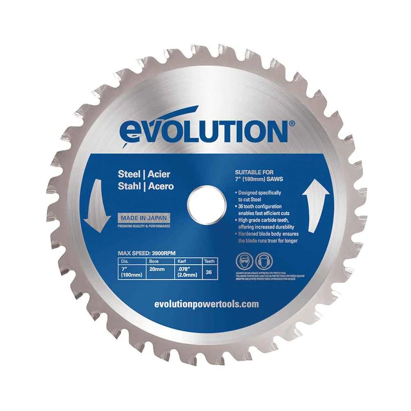 Lame Acier Evolution de 230mm, 48 Dents, Alésage de 25.4 mm de carbure de tungstène (convient aux Scies À Tronçonner)