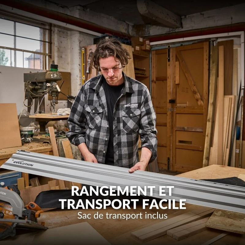 Pack Evolution : Scie circulaire 185mm R185CCSX+ avec lame multi-matériaux TCT + guide de coupe de 2,8m ST2800-G2 + Aspirateur 15L R15VAC avec démarrage automatique