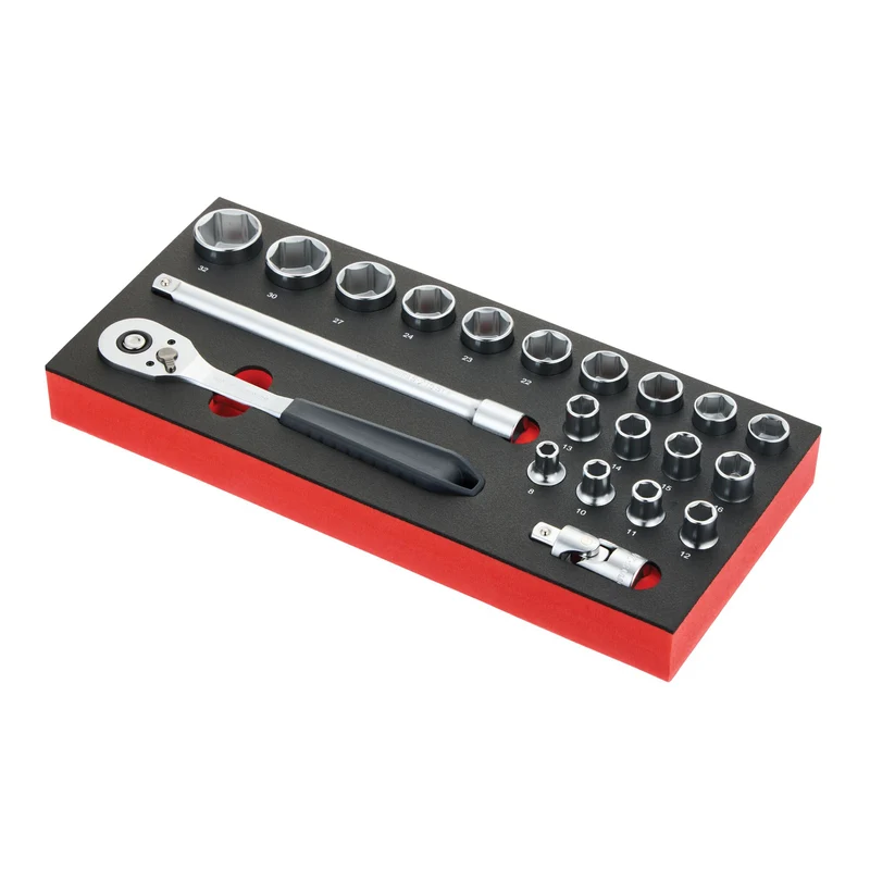 [MODM.SL151-21] Jeu de douilles 1/4 dans module mousse - 21 pièces