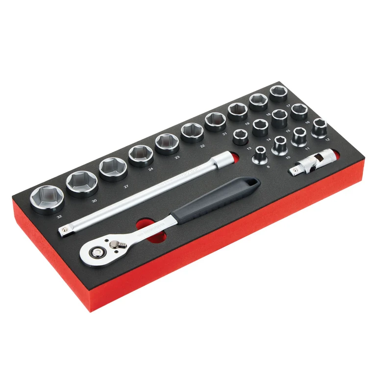 [MODM.SL151-21] Jeu de douilles 1/4 dans module mousse - 21 pièces