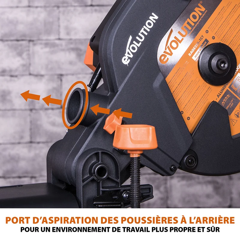 Scie à onglet électrique 255mm Evolution R255SMS+ avec Lame multi-matériaux TCT