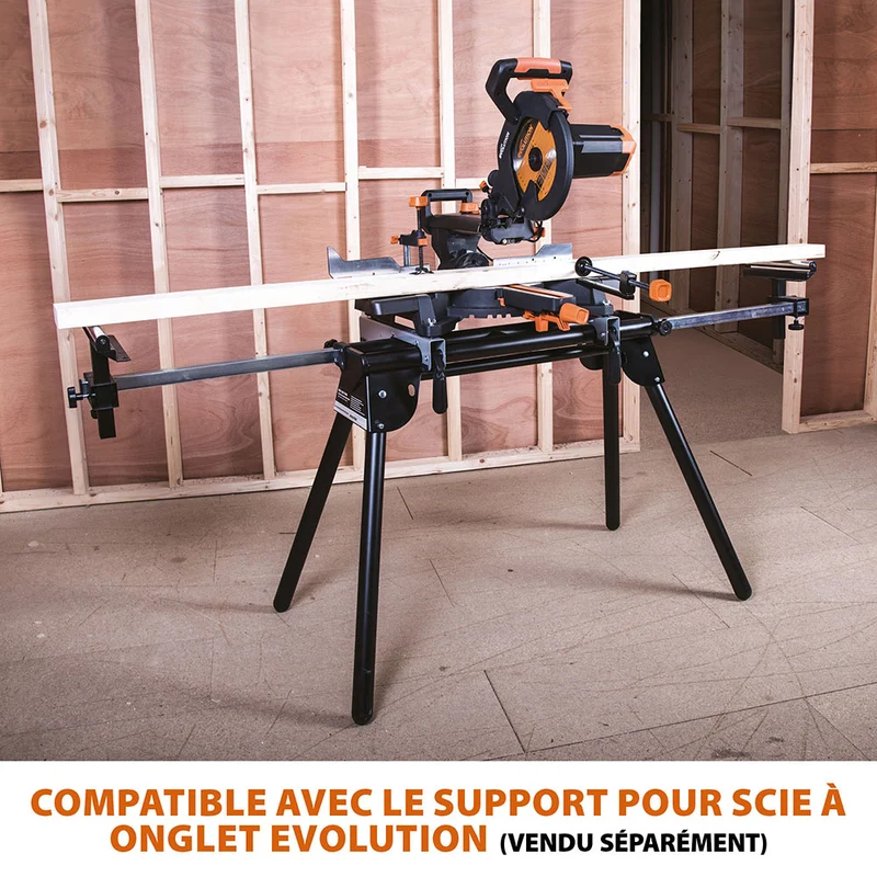 Scie à onglet électrique 255mm Evolution R255SMS+ avec Lame multi-matériaux TCT