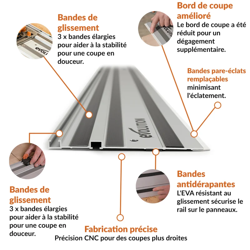 Guide de coupe universel 1,4m Evolution ST1400-G2 pour scie circulaire (GRADE B)