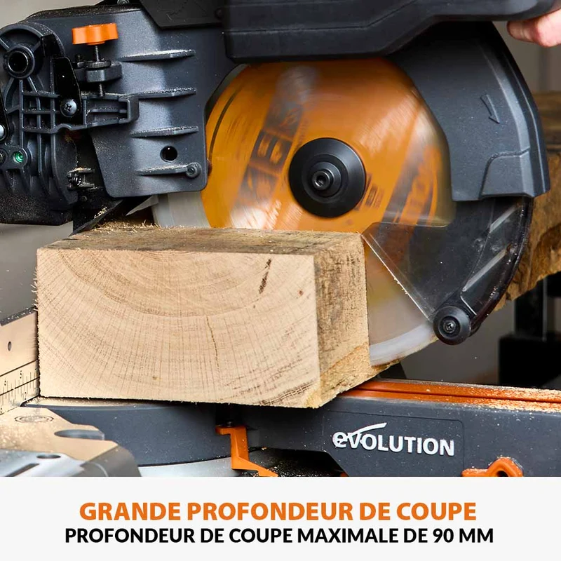 Pack Evolution : Scie à onglet de 255mm sans fil double biseau R255SMS-DB-Li avec lame multi-matériaux TCT et batteries 5Ah avec double chargeur + Support Evolution PLUS