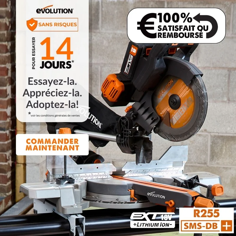 Scie à onglet de 255mm sans fil double biseau R255SMS-DB-Li avec lame multi-matériaux TCT et batteries 8Ah avec double chargeur