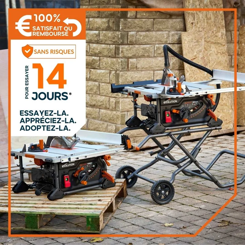 Pack Evolution : Scie sur table Evolution R255TBL+ PRO 255mm 1800W avec lame multi-matériaux TCT