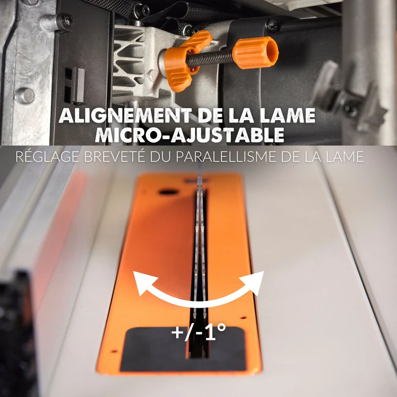 Pack Evolution : Scie sur table R255TBL+ 255mm 1800W avec lame multi-matériaux TCT+ Support roulant pliable