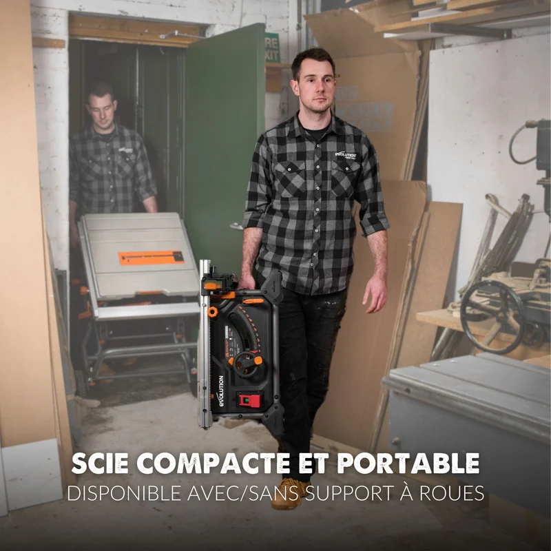 Pack Evolution : Scie sur table R255TBL+ 255mm 1800W avec lame multi-matériaux TCT+ Support roulant pliable