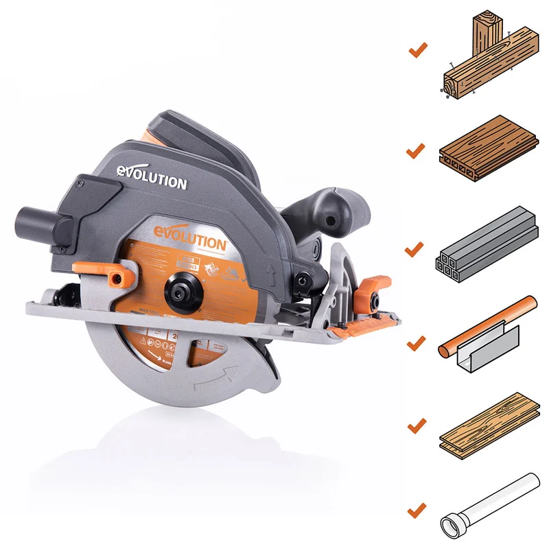 Scie circulaire 185mm Evolution R185CCS avec lame multi-matériaux TCT (GRADE B)