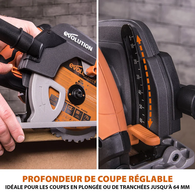 Scie circulaire 185mm Evolution R185CCS avec lame multi-matériaux TCT (GRADE B)