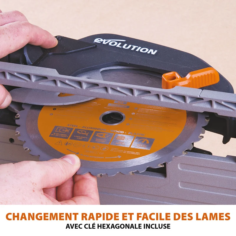 Scie circulaire 185mm Evolution R185CCS avec lame multi-matériaux TCT (GRADE B)