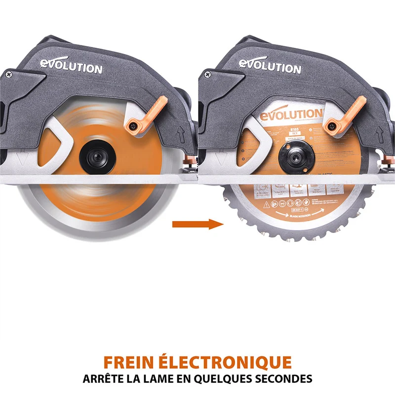Scie circulaire 185mm Evolution R185CCS avec lame multi-matériaux TCT (GRADE B)