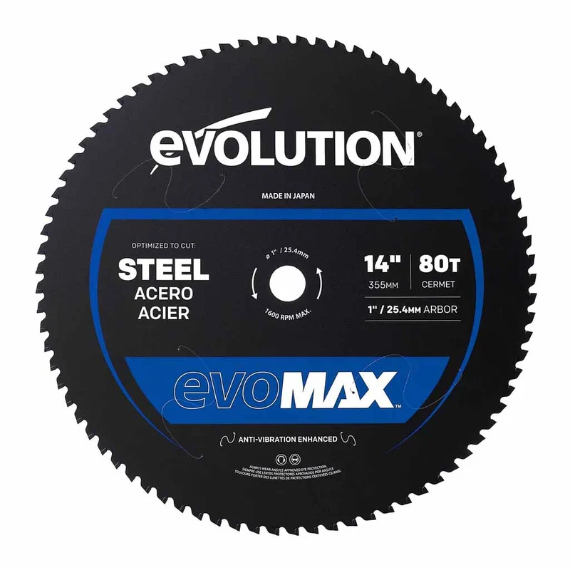 Lame Acier EVOMAX 355 mm à 80 dents pour coupe professionnelle et intensive