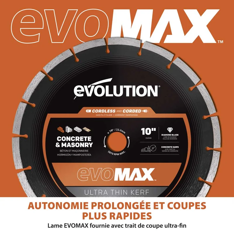 Pack Evolution : Scie à béton sans fil R260DCT-Li avec lame diamant EVOMAX + pompe à eau 15L manuelle