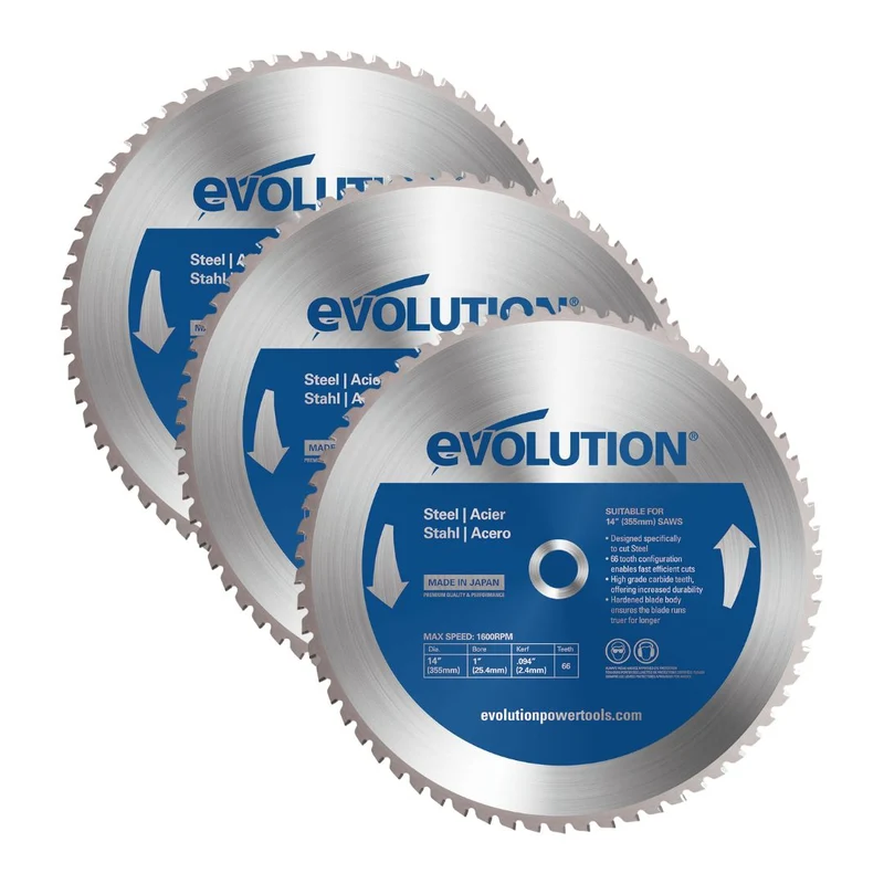 Pack Evolution : 3 Lames expert pour acier TCT 355mm Evolution 66 dents pour S355MCS & S355CPS