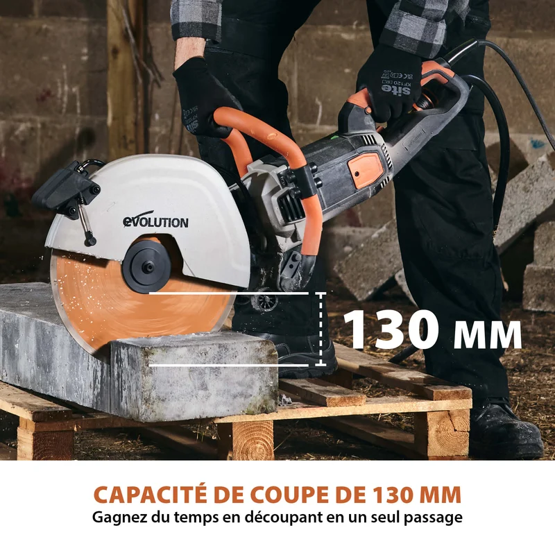 Pack Evolution : Scie à béton électrique 350mm Evolution R350DCT avec lame diamant premium + pompe à eau 15L manuelle