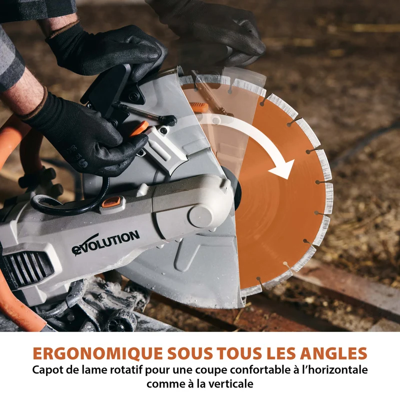 Pack Evolution : Scie à béton électrique 350mm Evolution R350DCT avec lame diamant premium + pompe à eau 15L manuelle
