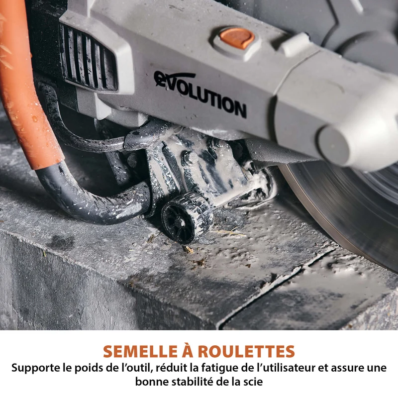 Scie à béton électrique 350mm Evolution R350DCT avec système anti-poussière et lame diamant premium