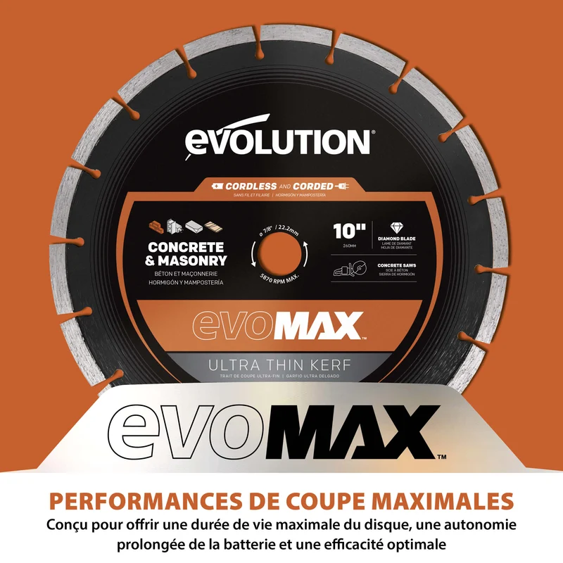 Disque diamant EVOMAX 260 mm à trait de coupe ultra-fin