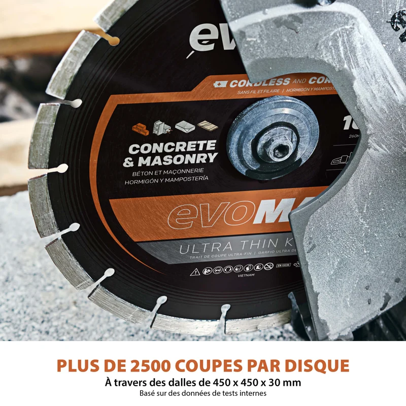 Disque diamant EVOMAX 260 mm à trait de coupe ultra-fin