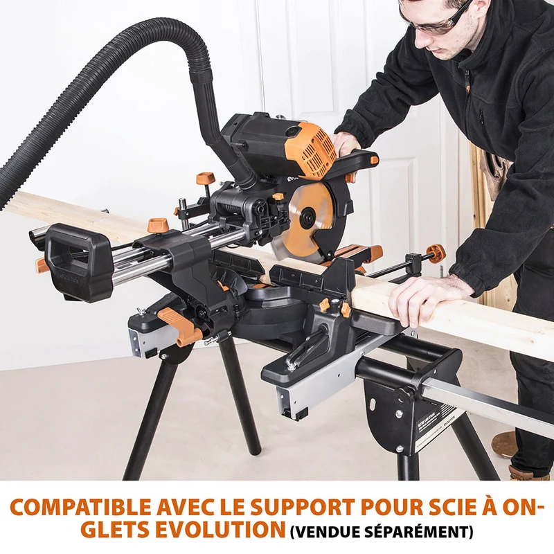 Pack Evolution : Scie à onglet de 255mm double biseau R255SMS-DB+ avec lame multi-matériaux TCT + lame expert bois supplémentaire