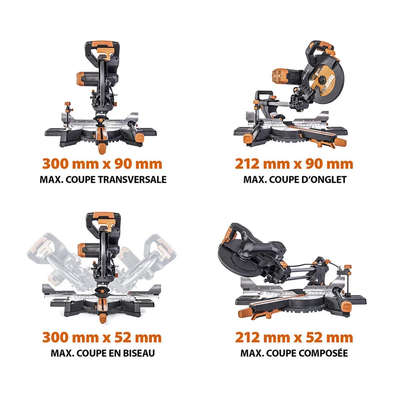 Pack Evolution : Scie à onglet double biseau R255SMS-DB+ avec lame multi-matériaux TCT de 255mm + Support PLUS + Lame expert bois
