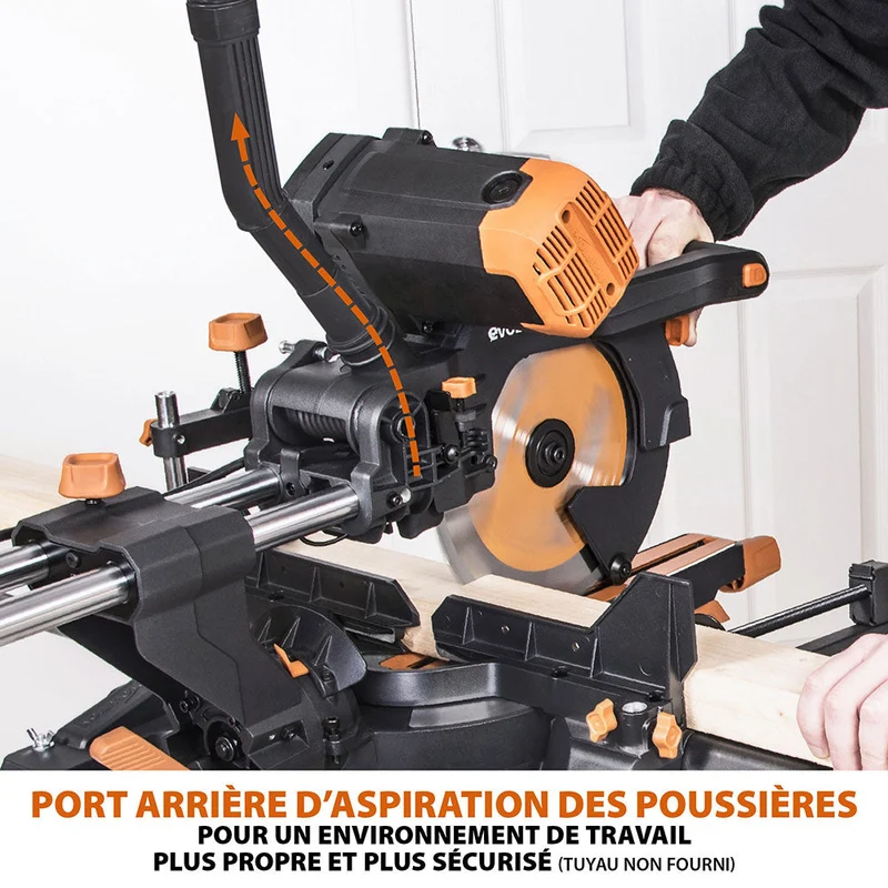 Pack Evolution : Scie à onglet double biseau R255SMS-DB+ avec lame multi-matériaux TCT de 255mm + Support PLUS + Lame expert bois