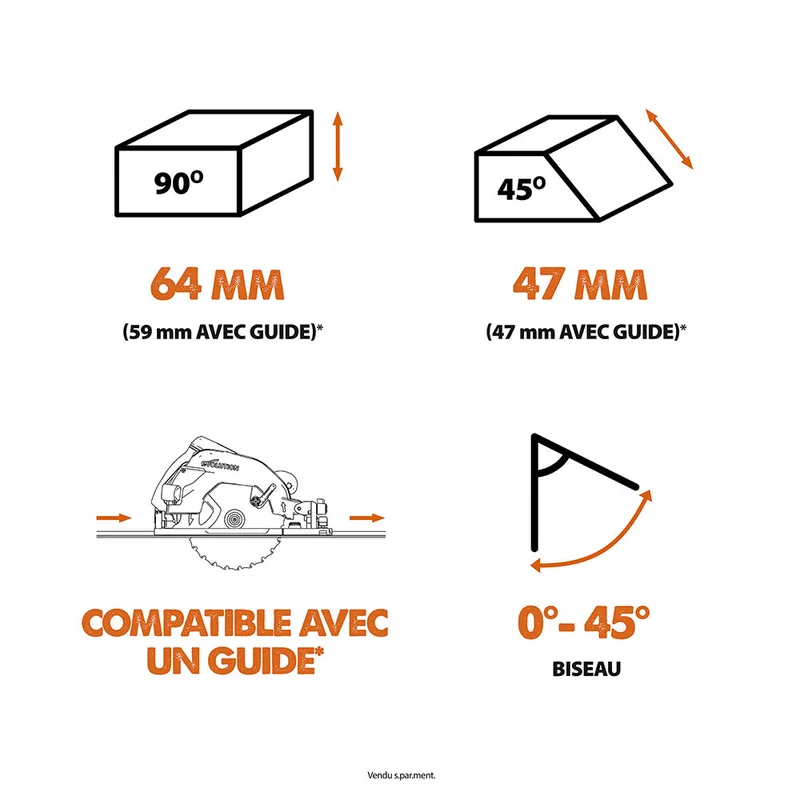 Scie circulaire 185mm Evolution R185CCSX+ avec lame multi-matériaux TCT et sac de transport