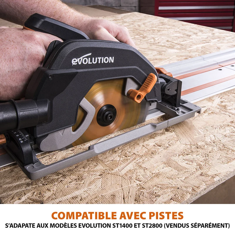 Scie circulaire 185mm Evolution R185CCSX+ avec lame multi-matériaux TCT et sac de transport