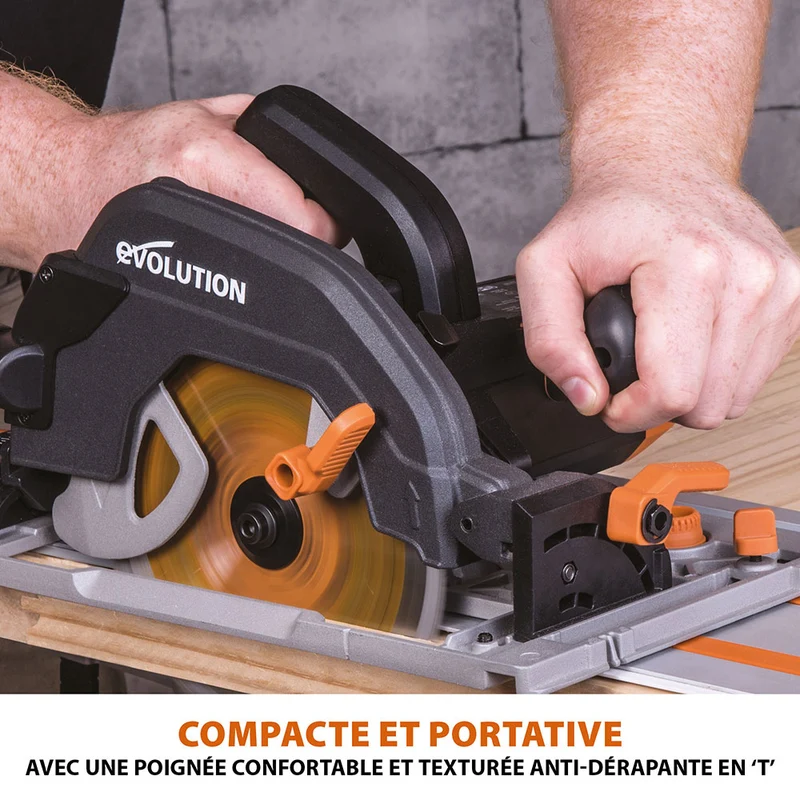 Scie circulaire 185mm Evolution R185CCSX+ avec lame multi-matériaux TCT et sac de transport