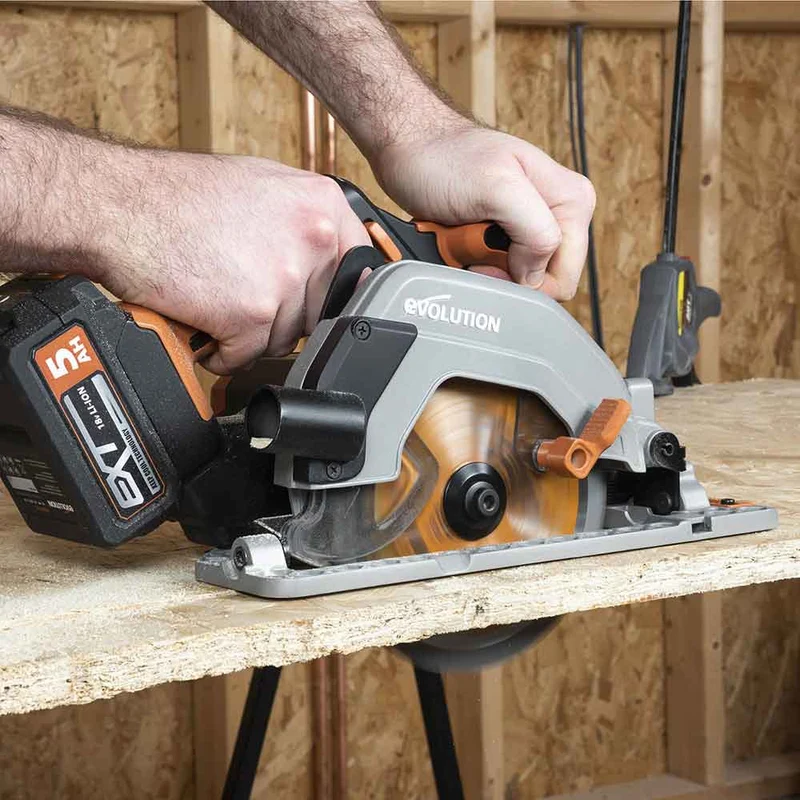Scie circulaire sans fil 165mm Evolution R165CCS-Li avec Lame multi-matériaux TCT sans batterie ni chargeur