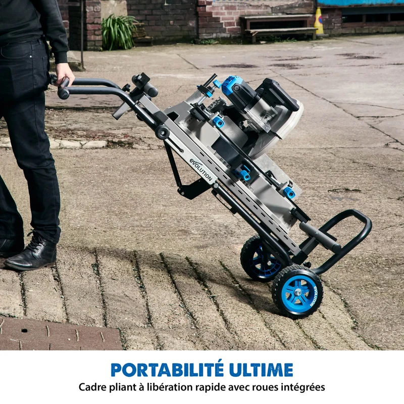 Pack Evolution : Scie à onglet 355mm Evolution S355MCS + Support mobile pliable tout-terrain à vérin