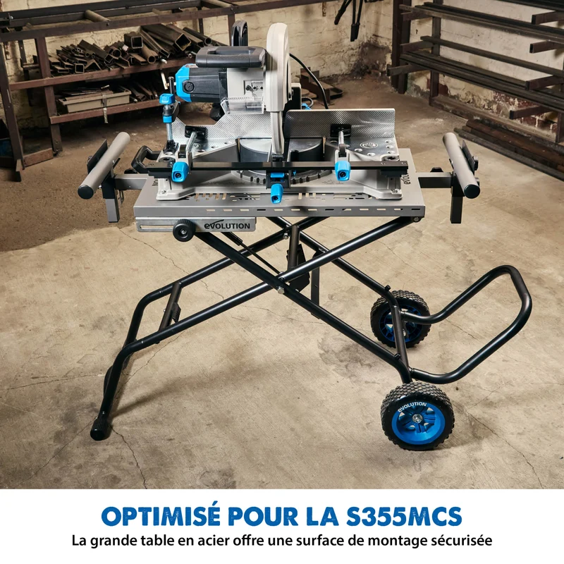 Evolution MCSSTAND Support à roues pour les tronçonneuses à métaux avec la technologie PowerLift