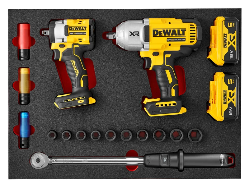 [MODM.M3A-FDW] Composition en module mousse M3 FACOM/DEWALT, Clé à choc, Douilles impact, Douilles jante et Clé dynamométrique S.209