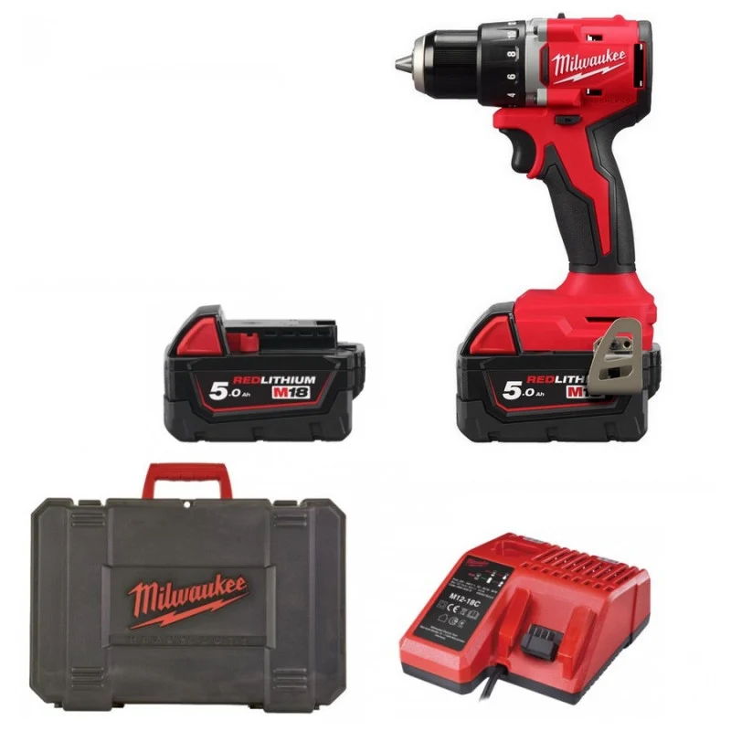 Perceuse Brushless 18V Milwaukee M18 BLDDRC-502C 60Nm - Pack 2x5Ah