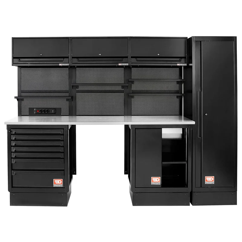 Établi métal noir + plateau métal - ensemble complet - Facom RWS2-8BS