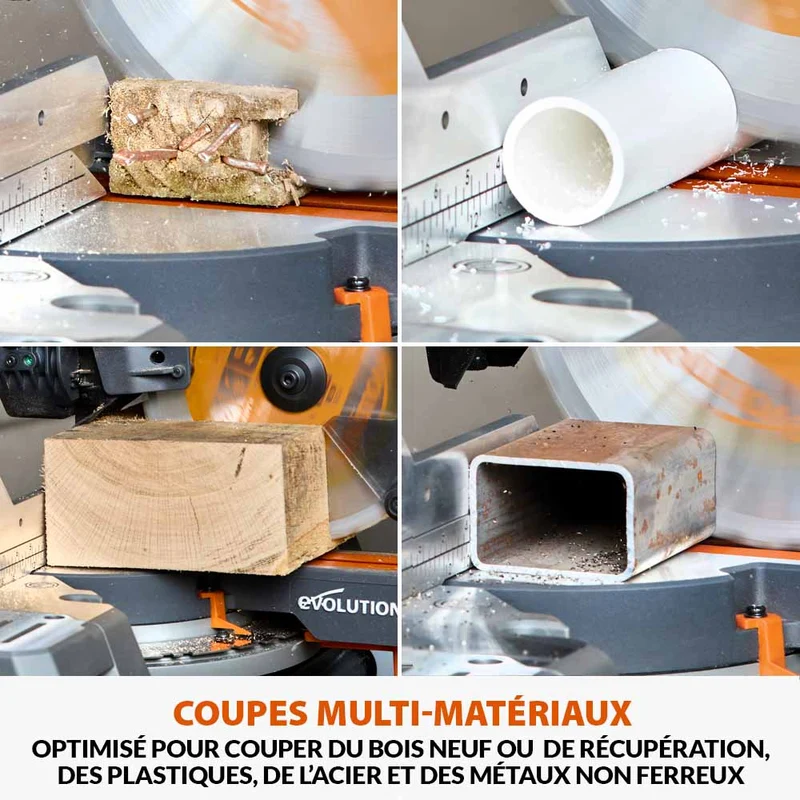 Scie à onglet de 255mm sans fil double biseau R255SMS-DB-Li avec lame multi-matériaux TCT et batteries 5Ah avec double chargeur