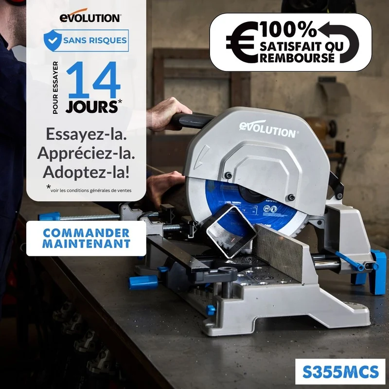 Pack Evolution : Scie à onglet 355mm Evolution S355MCS avec 4 lames