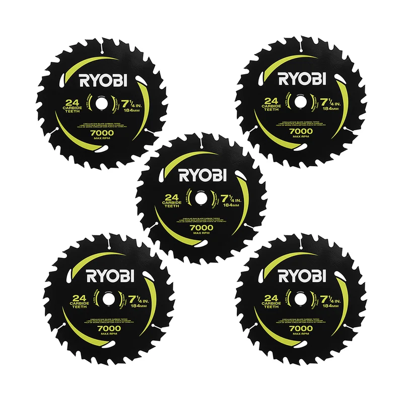 7-1/4" x 24T Carbide Teeth Thin Kerf Circular Saw Blade Set (5 Piece)