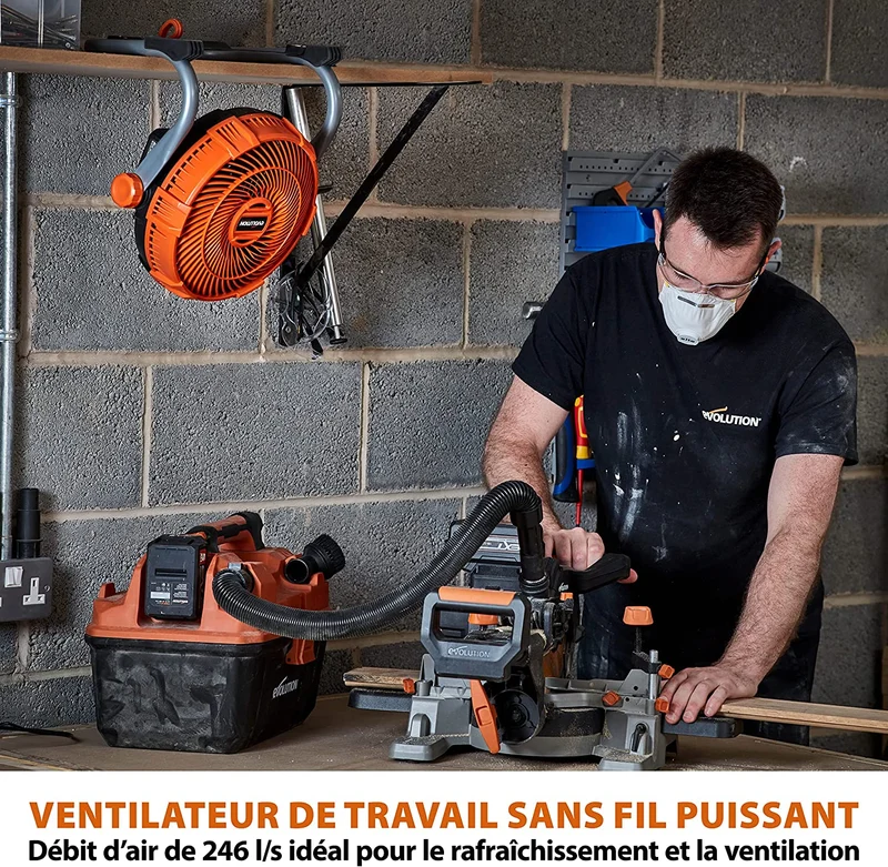 Ventilateur portable sans fil Evolution R240FAN-Li avec batterie 2Ah et chargeur