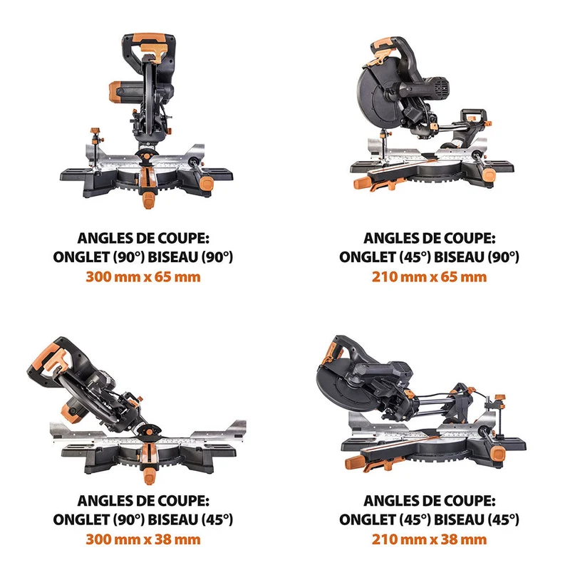 Pack Evolution : Scie à onglet électrique 210mm R210SMS-300+ avec Lame multi-matériaux TCT + Support